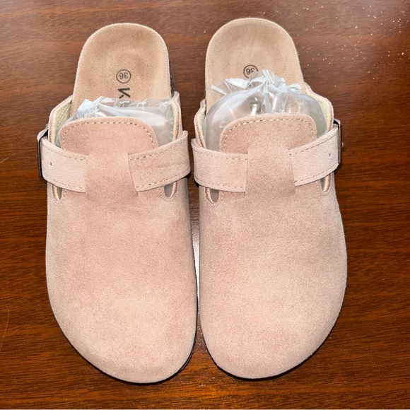 KIDMI Women’s Suede Leather Mules Cork Footed Clog Potato Shoes Sz 36 US 5.5 - Picture 1 of 10